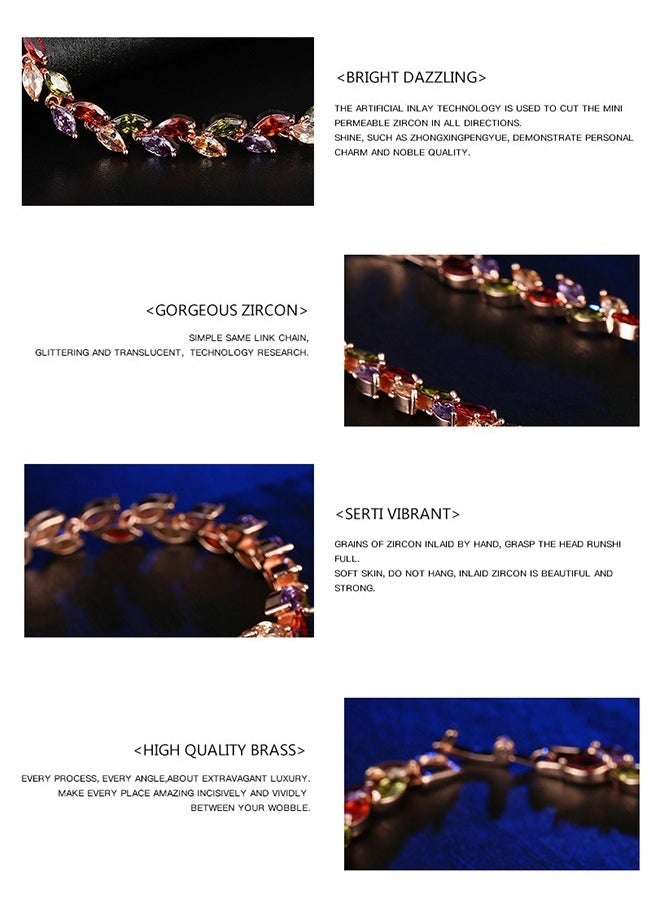 Beyond Willow Leaves Zircon Bracelet, High purity Copper Zircon Anti Fading Bracelet, Bangle for Women Jewelry (Colorful)  - Image 3