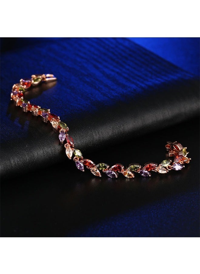 Beyond Willow Leaves Zircon Bracelet, High purity Copper Zircon Anti Fading Bracelet, Bangle for Women Jewelry (Colorful)  - Image 5