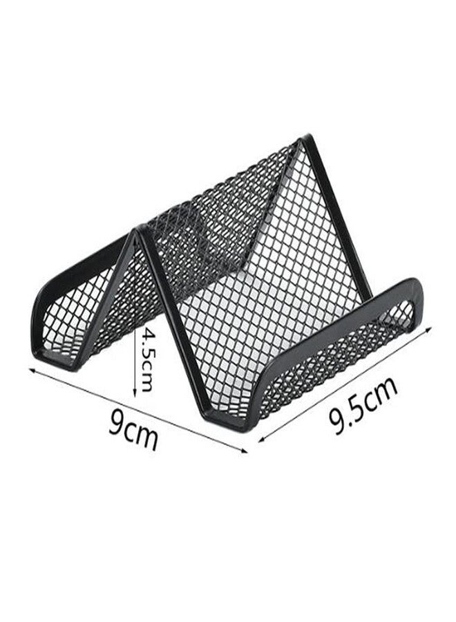 Hoshen Metal Mesh Business Card Holder, Desk Business Card Holder, Desk Office Business Card Display Business Card Display Holder (Black, 4 Pack) - Image 2