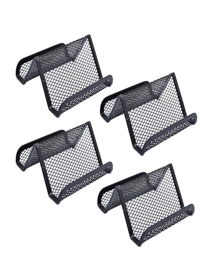 Hoshen Metal Mesh Business Card Holder, Desk Business Card Holder, Desk Office Business Card Display Business Card Display Holder (Black, 4 Pack) - Image 1