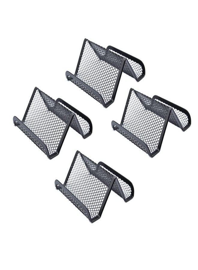 Hoshen Metal Mesh Business Card Holder, Desk Business Card Holder, Desk Office Business Card Display Business Card Display Holder (Black, 4 Pack) - Image 3