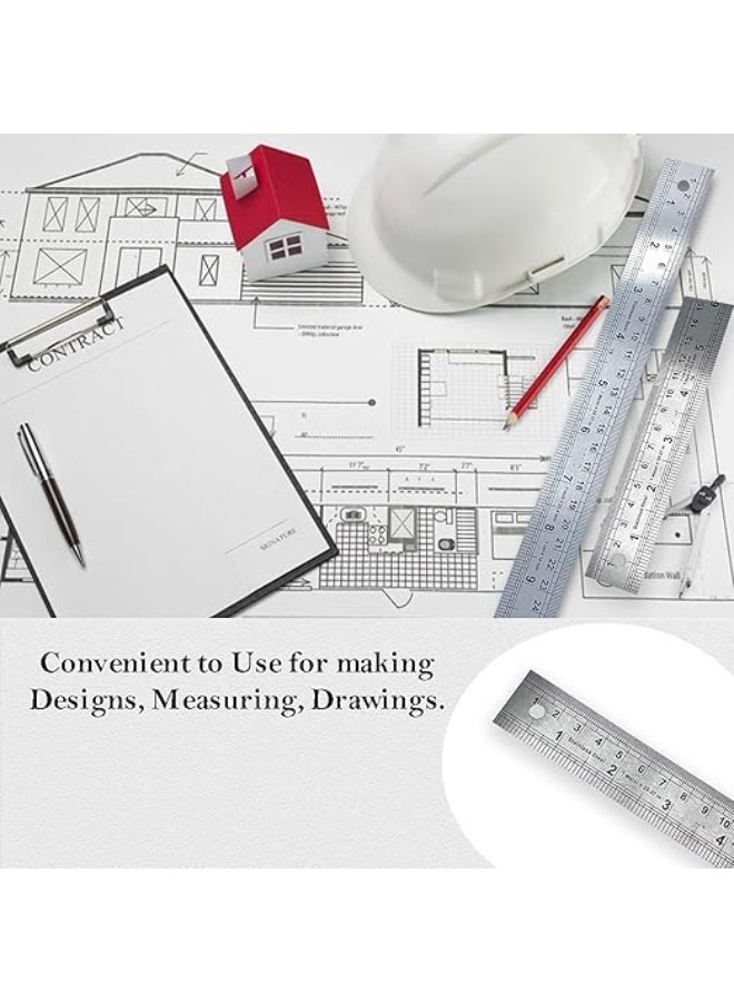 كرافت ماجيك مسطرة فولاذية مقاومة للصدأ قوية 16 بوصة / 40 سم (عبوتان) | مساطر معدنية متينة مع حافة مستقيمة دقيقة للمدرسة والمكتب ومشاريع الحرف - Image 4
