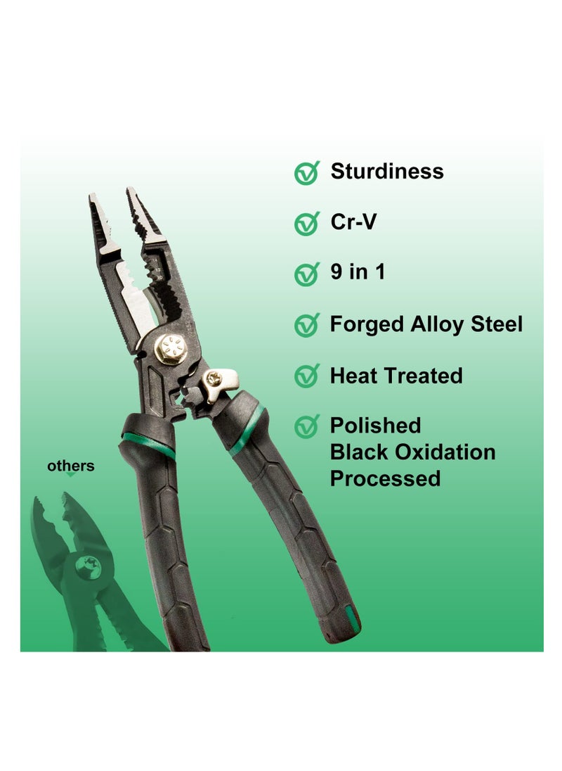 SYOSI - SYOSI, 9-in-1 Wire Stripper Tool, Cable Cutters, Multifunctional Needle Nose Pliers for Electric Cable Stripping Cutting and Crimping, Plier Style Nose, ProTouch Grip for Maximum Comfort - Image 1