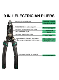 SYOSI SYOSI, 9-in-1 Wire Stripper Tool, Cable Cutters, Multifunctional Needle Nose Pliers for Electric Cable Stripping Cutting and Crimping, Plier Style Nose, ProTouch Grip for Maximum Comfort  - Image 4