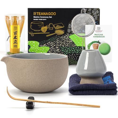 TEANAGOO Matcha Whisk Set,7 Pcs Matcha Set,Matcha Kit for Ceremony,Matcha Tea Set for Making Breakfast/Latte,Starter Kit Set and Bowl with All Accessories,Gift for Friend/Family - Image 1