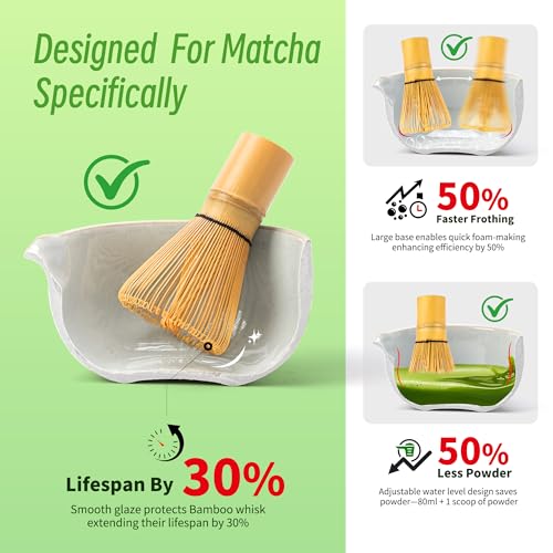 TEANAGOO Matcha Whisk Set,7 Pcs Matcha Set,Matcha Kit for Ceremony,Matcha Tea Set for Making Breakfast/Latte,Starter Kit Set and Bowl with All Accessories,Gift for Friend/Family - Image 3