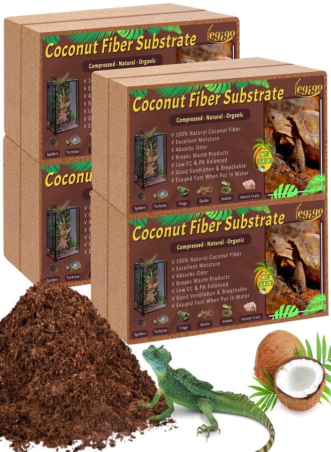 Legigo 8 Pack Compressed Coconut Fiber Substrate - 100% Organic Coconut Fiber Brick Bedding for Reptiles, Natural Coco Husk Substrate Terrarium Bedding for Snake, Hermit Crabs, Frogs, Tortoise, Gecko - Image 1