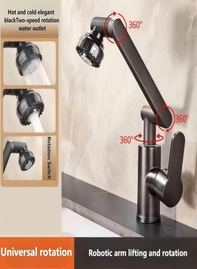 لويال صنبور نحاسي عالمي دوار 360 درجة لحوض الغسيل والمطبخ والحمام وحوض المنزل الساخن والبارد - Image 4