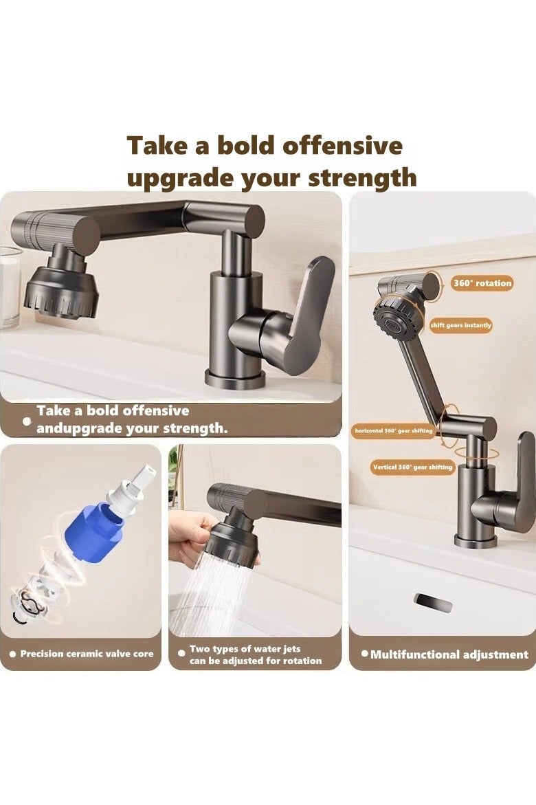 لويال صنبور نحاسي عالمي دوار 360 درجة لحوض الغسيل والمطبخ والحمام وحوض المنزل الساخن والبارد - Image 5