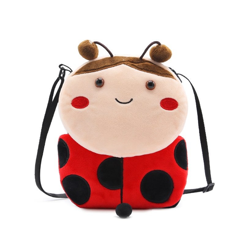 Plush Kids Crossbody Bag, Ladybug Animal Design, Soft Lightweight Shoulder Bag for Daily Outings - Image 2