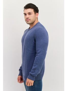 Jules Men Crew Neck Textured Long Sleeves Sweater, Slate Blue  - Image 4