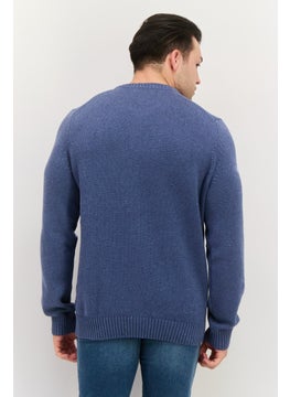 Jules Men Crew Neck Textured Long Sleeves Sweater, Slate Blue  - Image 2