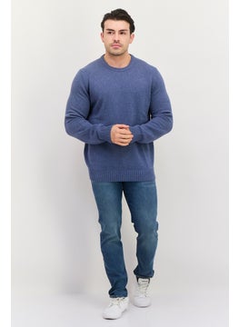 Jules Men Crew Neck Textured Long Sleeves Sweater, Slate Blue  - Image 3