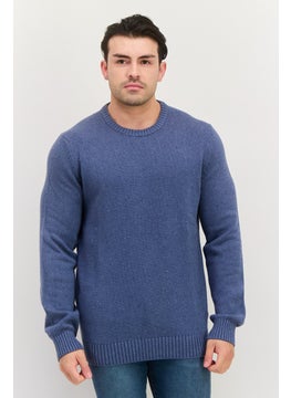 Jules Men Crew Neck Textured Long Sleeves Sweater, Slate Blue  - Image 1