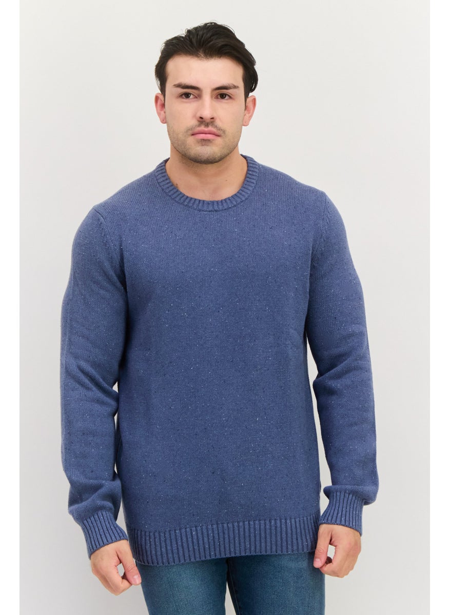 Jules Men Crew Neck Textured Long Sleeves Sweater, Slate Blue  - Image 1