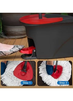 General Spin Mop and Bucket Set with Foot Pedal, Telescopic Handle 85 – 123 cm, Floor Mop with Spin Wringer, 2-in-1 Microfibre Mop Head, Multiple Options  - Image 5