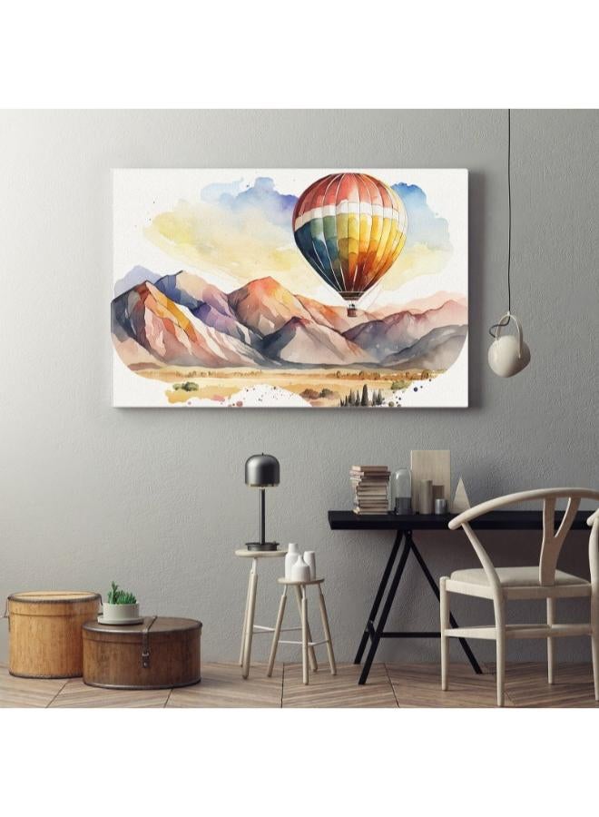 هوم جاليري التوضيح منطاد الهواء الساخن ركوب المناظر الطبيعية الخلابة قماش مطبوعة جدار الفن - Image 2