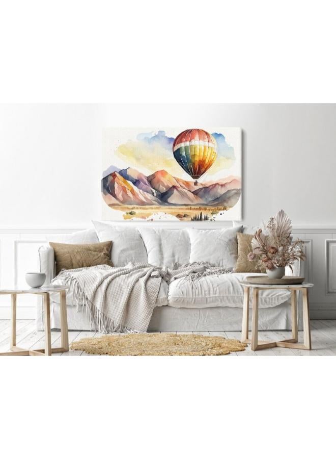 هوم جاليري التوضيح منطاد الهواء الساخن ركوب المناظر الطبيعية الخلابة قماش مطبوعة جدار الفن - Image 3