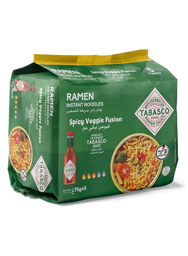 Tabasco Ramen Instant Noodles Spicy Veggie Fusion 375g- 5 packs - Image 1