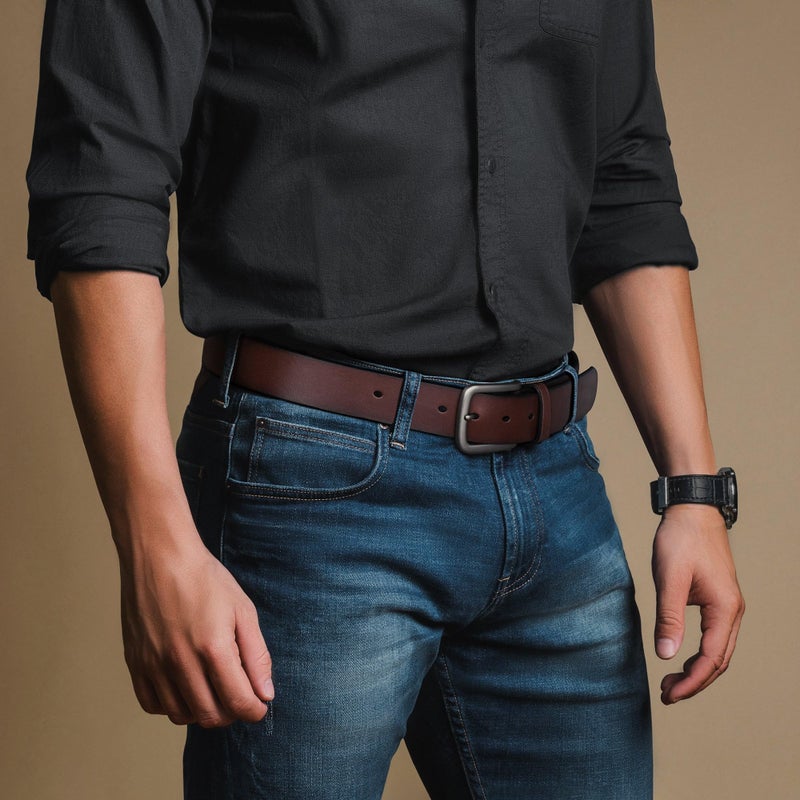 Buffway Men's Leather Belt,1.5" Handcrafted Top-Grain Leather â€“ Durable,Comfortable,Suitable for Everyday Formal & Casual Wear - Size 38" Coffee - Image 3