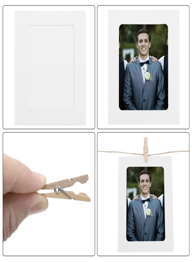 MECCANIXITY 10PCS Paper Photo Frames, 9 x 6 Inch Cardboard Picture Frames with Clips & Strings, DIY Photo Hanging Display for Home Office Decor, White - Image 5