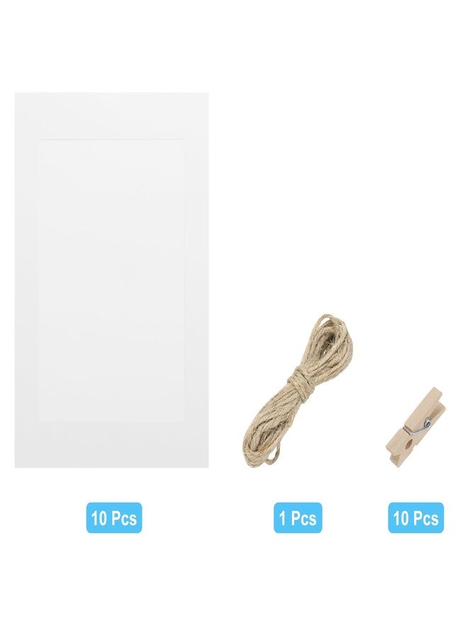 MECCANIXITY 10PCS Paper Photo Frames, 9 x 6 Inch Cardboard Picture Frames with Clips & Strings, DIY Photo Hanging Display for Home Office Decor, White - Image 3
