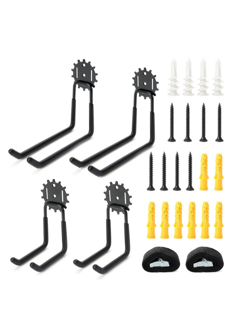 Garage Hooks Heavy Duty 4 Pack Bike Storage Hooks, Utility Hooks with Anti-Slip Coating, Storage Hooks for Organizing Power Tools, Garden Lawn Tools, Ladders, Bike  - Image 1
