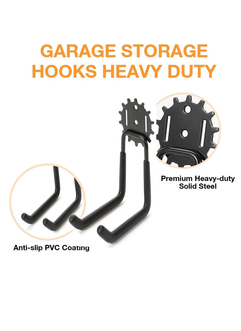 Garage Hooks Heavy Duty 4 Pack Bike Storage Hooks, Utility Hooks with Anti-Slip Coating, Storage Hooks for Organizing Power Tools, Garden Lawn Tools, Ladders, Bike  - Image 3