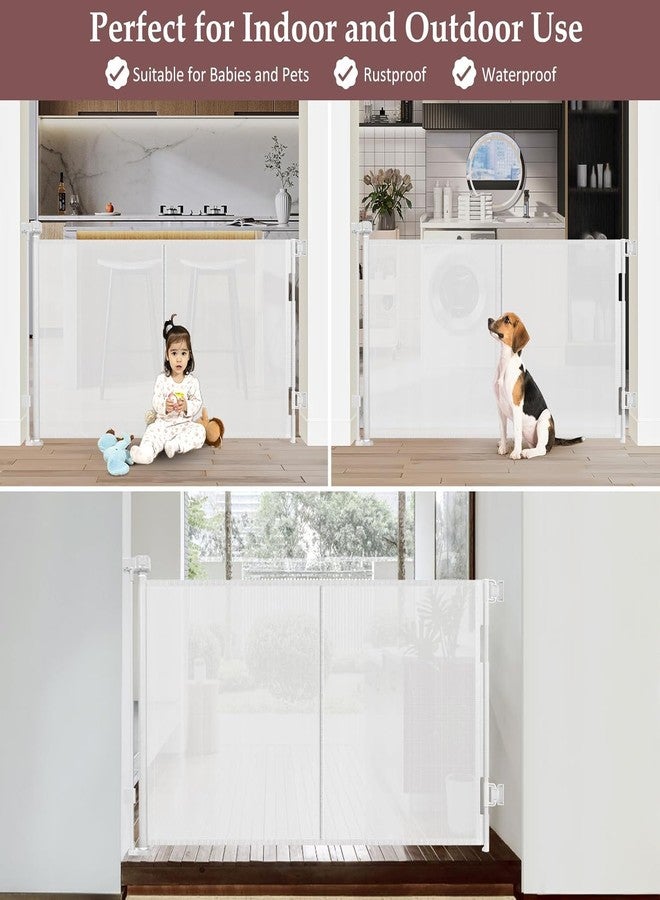 GRENFU Reinforced 41 Inch Extra Tall Pet Gate 55 Inch Wide Retractable Baby Gates with Support Rods - Prevents Crawling Under, Outdoor Tall Baby Gates for Dogs Indoor Dog Gates for Doorways, White - Image 5