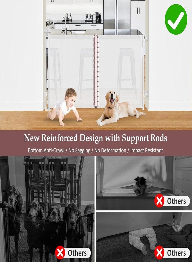 GRENFU Reinforced 41 Inch Extra Tall Pet Gate 55 Inch Wide Retractable Baby Gates with Support Rods - Prevents Crawling Under, Outdoor Tall Baby Gates for Dogs Indoor Dog Gates for Doorways, White - Image 2
