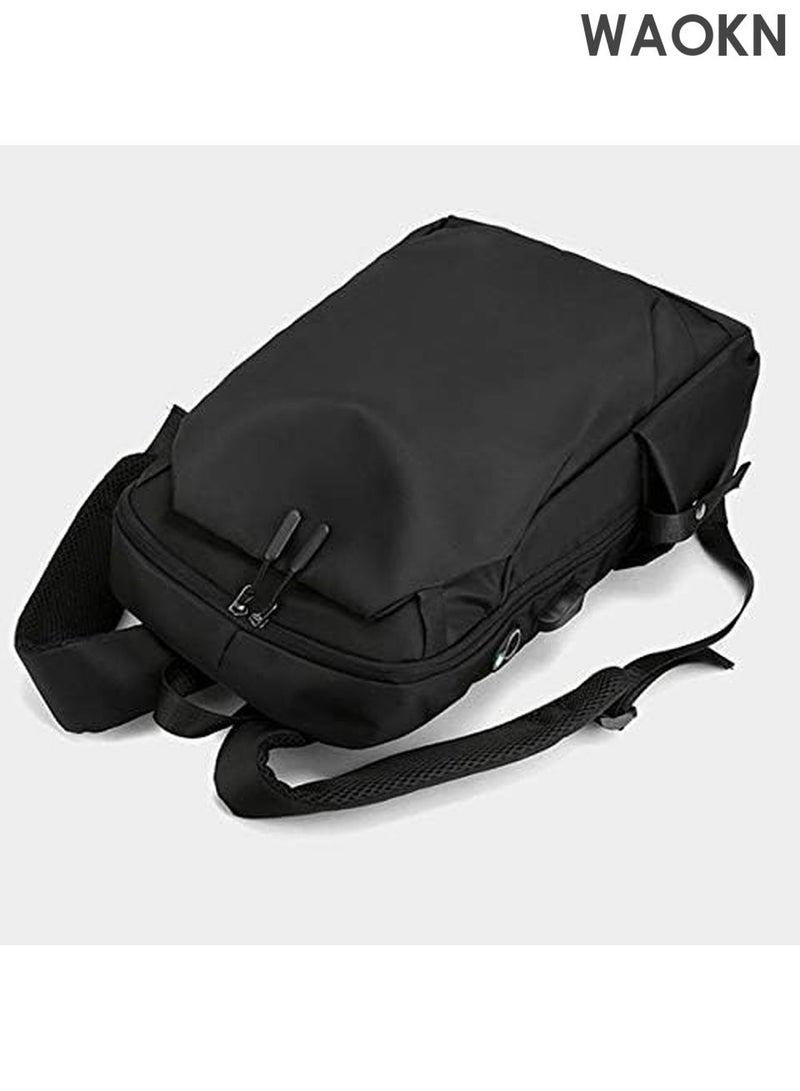 WAOKN Men's Bookbag Backpack - Durable High School & College Laptop Backpack - Stylish Travel Rucksack for Work, Business & Daily Use - Anti- Backpack for Men/Women (Black) - Image 5