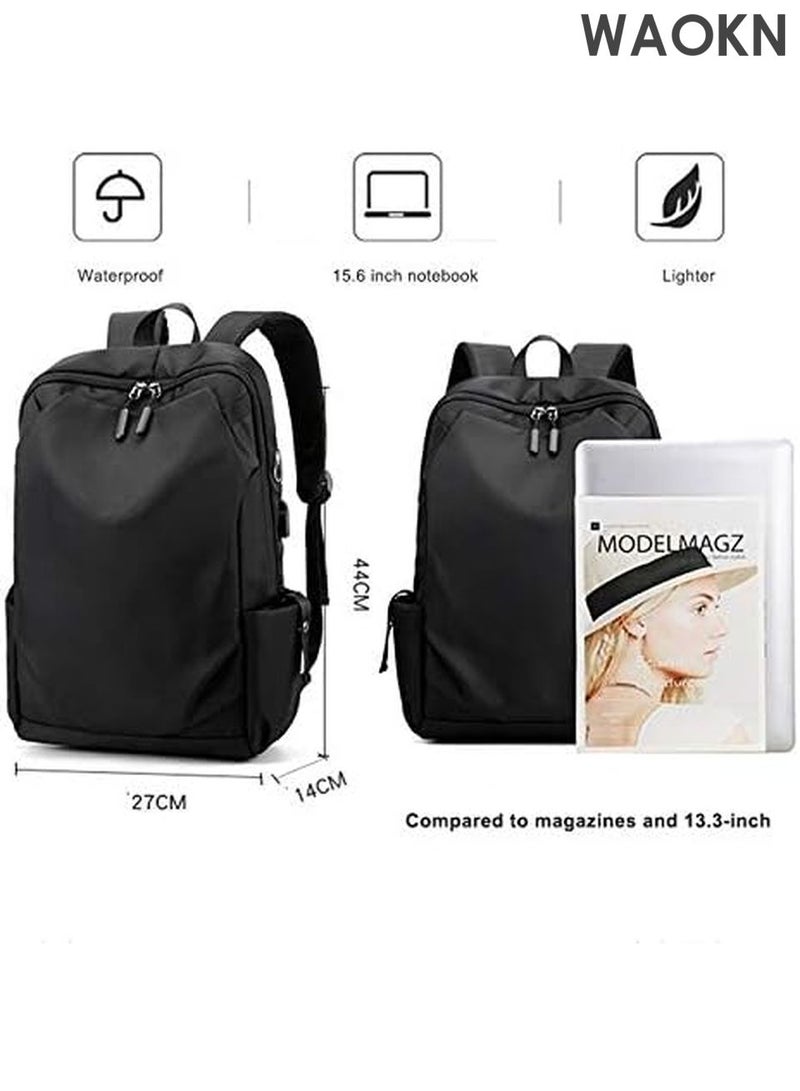 WAOKN Men's Bookbag Backpack - Durable High School & College Laptop Backpack - Stylish Travel Rucksack for Work, Business & Daily Use - Anti- Backpack for Men/Women (Black) - Image 3