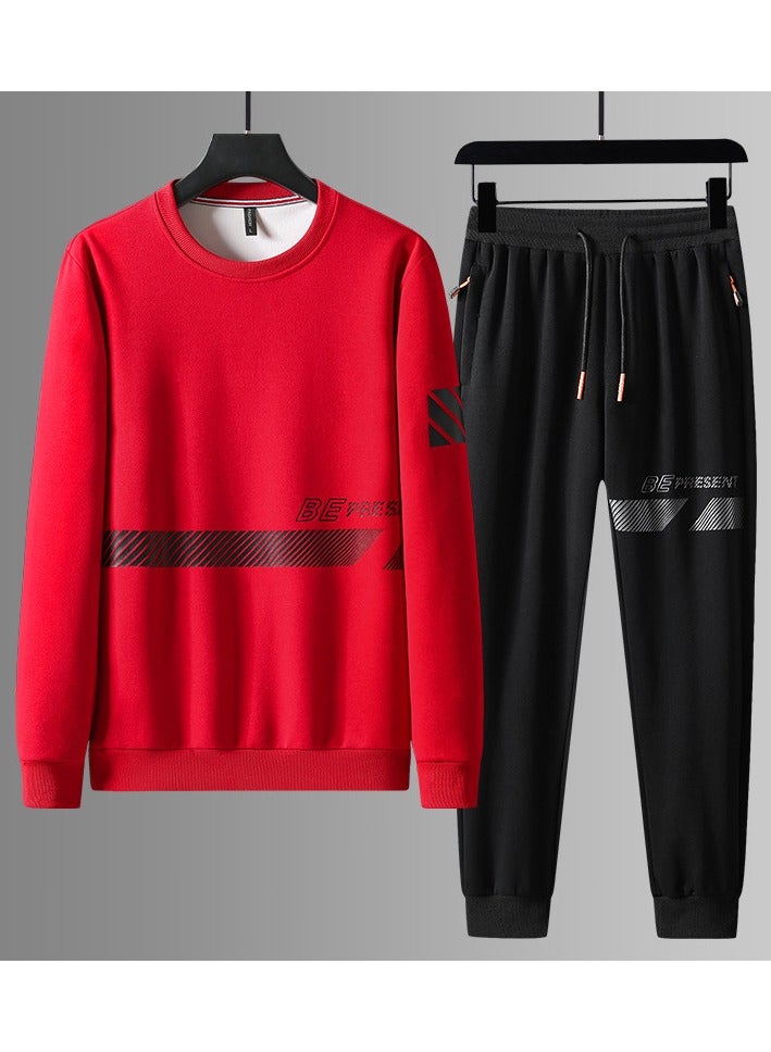 KUYING New Spring And Autumn Casual Hoodie Men's Round Neck Trendy Running Two-Piece Set  - Image 1