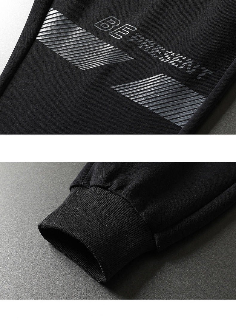KUYING New Spring And Autumn Casual Hoodie Men's Round Neck Trendy Running Two-Piece Set  - Image 3