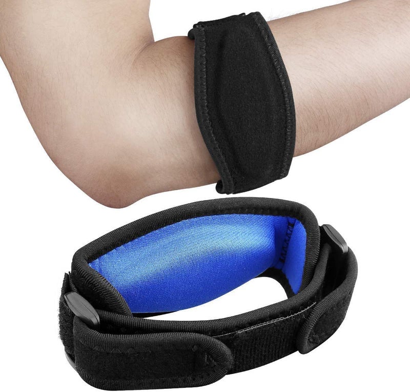 Bingcute Tennis Elbow Support Strap, Adjustable Elbow Brace with Compression Pad for Tennis Elbow, Golfers Elbow, Pain Relief, Men, Women Blue 2 Pack Weather Resistance - Image 1