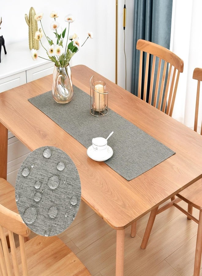 Nacuci Farmhouse Rustic Table Runner Grey Faux Linen Table Runners Water Resistant Short Table Runner 36 inches for Living Room Dresser Bedroom Kitchen Dining Party 13x36 Inch - Image 1