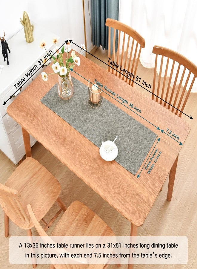 Nacuci Farmhouse Rustic Table Runner Grey Faux Linen Table Runners Water Resistant Short Table Runner 36 inches for Living Room Dresser Bedroom Kitchen Dining Party 13x36 Inch - Image 2