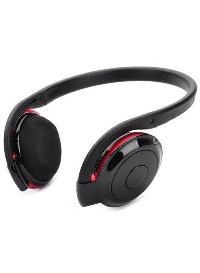Wireless Bluetooth On-Ear Earphones With Microphone Red/Black