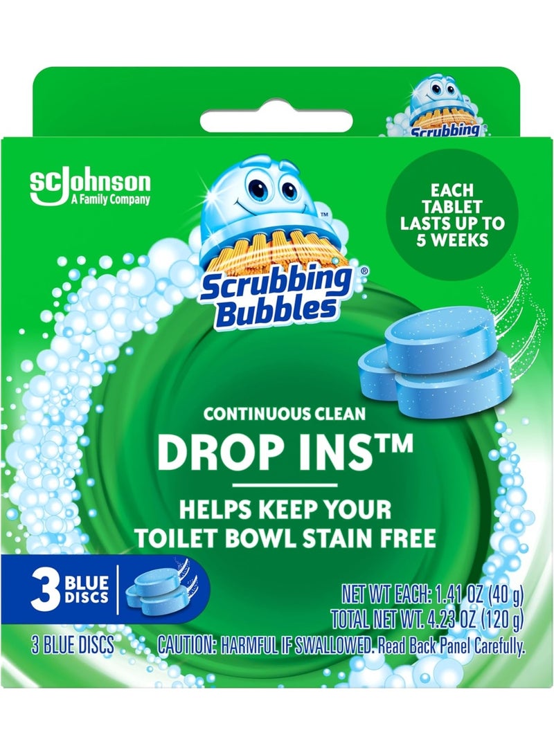 Scrubbing Bubbles قطرات تنظيف المرحاض من سكربينغ بابلز، تساعد في منع تراكم الجير، 3 قطع، عبوة واحدة - Image 1