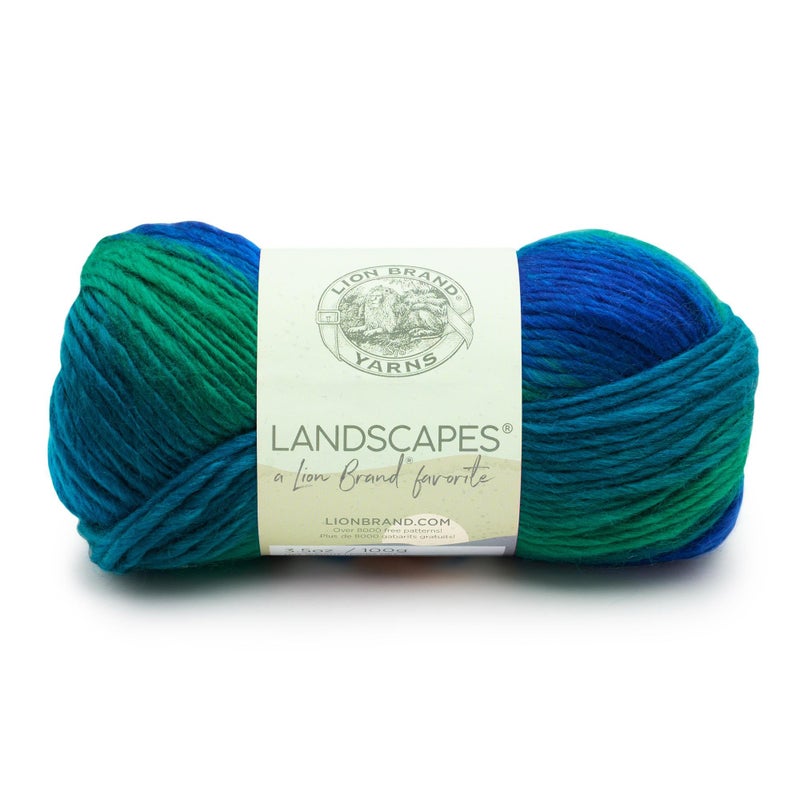 Lion Brand Yarn Landscapes Yarn, Multicolor Yarn for Knitting, Crocheting, 1-Pack, Blue Lagoon - Image 1