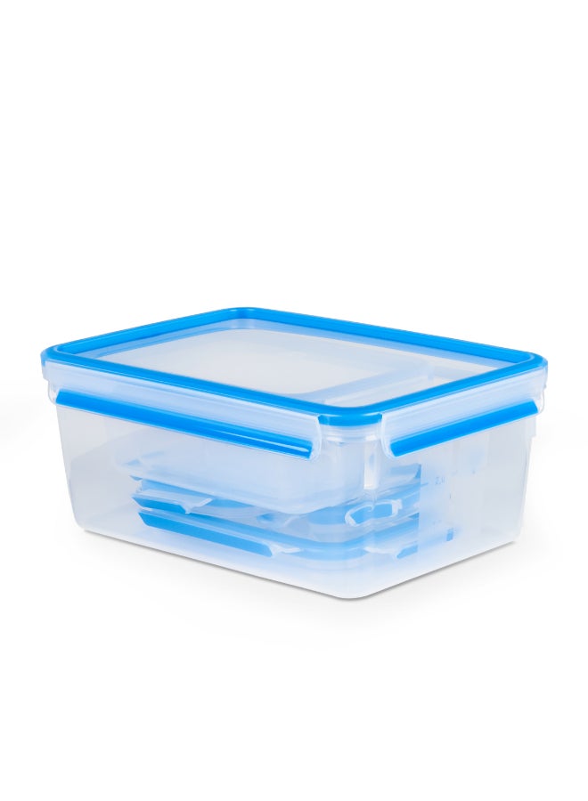 TEFAL Food Container | Masterseal Fresh 5 Pcs Set | Rectangular Food Container | Leak-Proof | Microwave-Safe | BPA-Free | Dishwasher-Safe | Frost-Resistant | Blue | 2 Years Warranty | K3021812 Blue 150 ml , 200 ml , 550 ml , 1.00 L , 3.70 MLLiters - Image 3