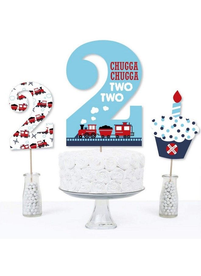 Big Dot of Happiness 2Nd Birthday Railroad Party Crossing Steam Train Second Birthday Party Centerpiece Sticks Table Toppers Set Of 15  - Image 4