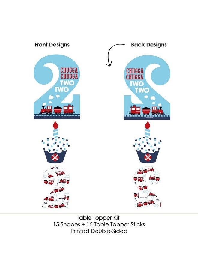 Big Dot of Happiness 2Nd Birthday Railroad Party Crossing Steam Train Second Birthday Party Centerpiece Sticks Table Toppers Set Of 15  - Image 5