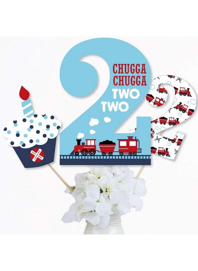 Big Dot of Happiness 2Nd Birthday Railroad Party Crossing Steam Train Second Birthday Party Centerpiece Sticks Table Toppers Set Of 15  - Image 3