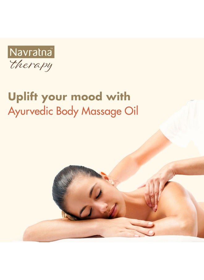 Navratna Therapy Ayurvedic Body Massage Oil | With Ashwagandha & Orange Oil For Stress Relief & Rejuvenation | Aromatherapy Oil For Relieving Fatigue | Mood Uplifting | Relaxing Massage Oil For Full Body | For Women & Men, 100Ml  - Image 3