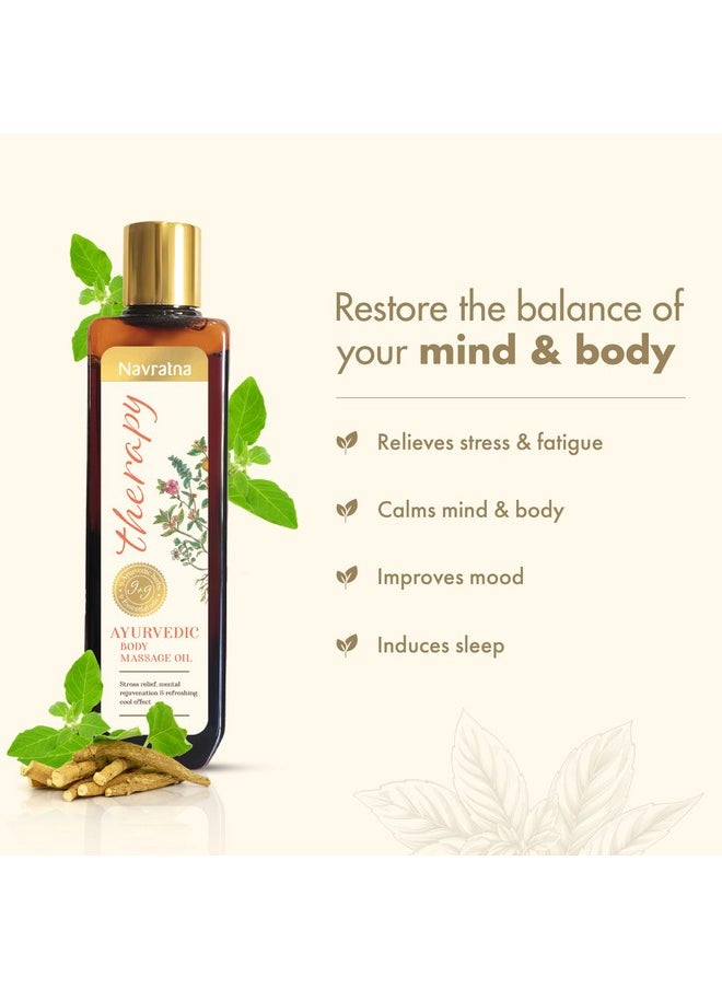 Navratna Therapy Ayurvedic Body Massage Oil | With Ashwagandha & Orange Oil For Stress Relief & Rejuvenation | Aromatherapy Oil For Relieving Fatigue | Mood Uplifting | Relaxing Massage Oil For Full Body | For Women & Men, 100Ml  - Image 4
