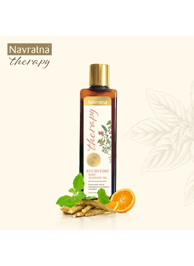 Navratna Therapy Ayurvedic Body Massage Oil | With Ashwagandha & Orange Oil For Stress Relief & Rejuvenation | Aromatherapy Oil For Relieving Fatigue | Mood Uplifting | Relaxing Massage Oil For Full Body | For Women & Men, 100Ml  - Image 2