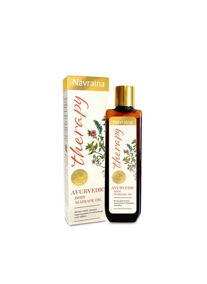 Navratna Therapy Ayurvedic Body Massage Oil | With Ashwagandha & Orange Oil For Stress Relief & Rejuvenation | Aromatherapy Oil For Relieving Fatigue | Mood Uplifting | Relaxing Massage Oil For Full Body | For Women & Men, 100Ml  - Image 1