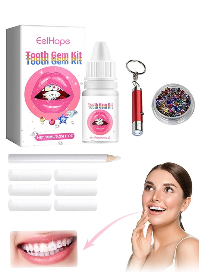 Eelhope Tooth Gems Kit with Shiny Crystals for Teeth, DIY Teeth Gems Kit Fashionable Decoration Starter Set - Image 1