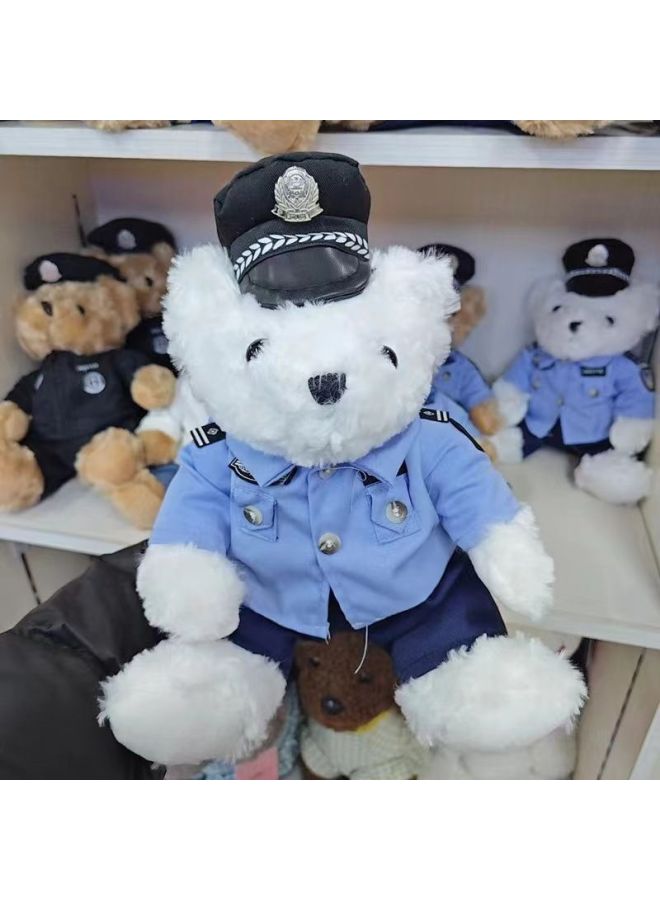 Corn Doll Special Police Bear Police Doll Traffic Police Bear Fire Souvenir Promotional Gifts-Specifications:Police White-Color:25cm  - Image 1